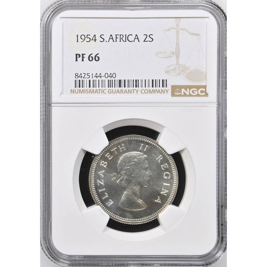 1954 South Africa 2 Shillings PF 66 NGC Graded