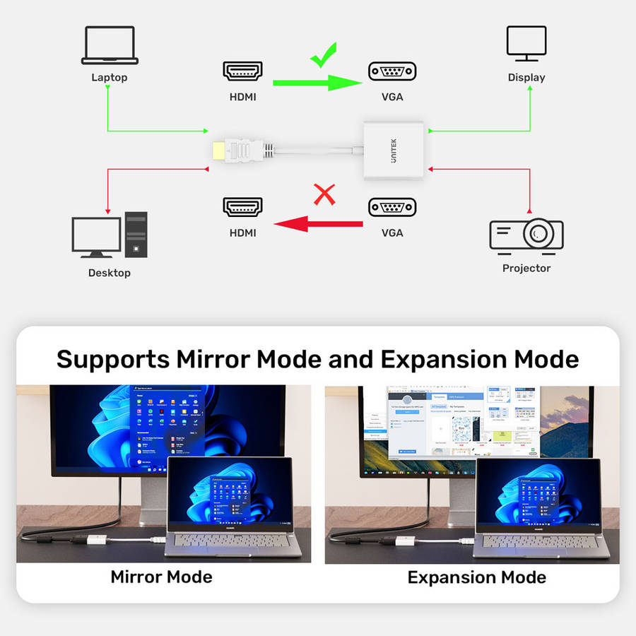 UNITEK Y-6333C01 | 1080P HDMI TO VGA ADAPTER