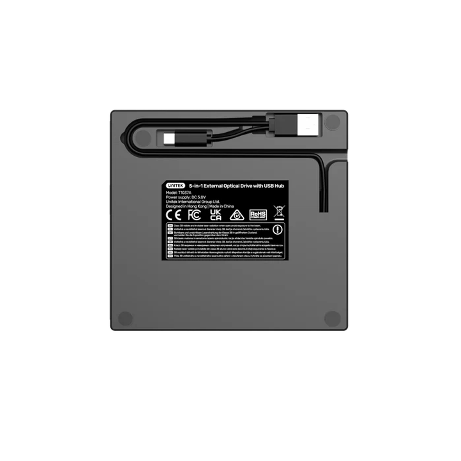 5-in-1 External Optical Drive with USB Hub