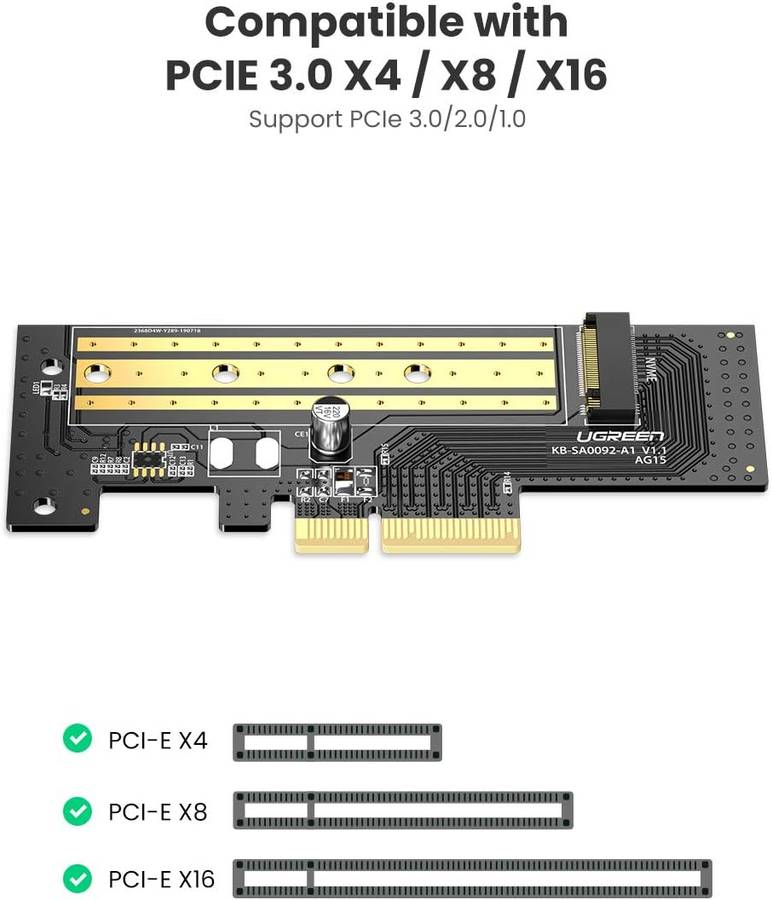 Ugreen PCIe 3.0 x 4 NVME M.2 SSD Converter Adapter
