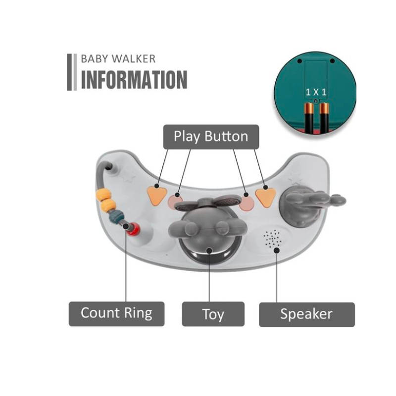 4-in-1 Baby Walker with Musical Dashboard and Adjustable Support