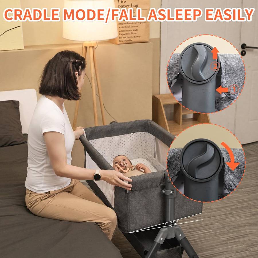 Kithi Group Bedside Baby Sleeper Crib - Portable Baby Crib