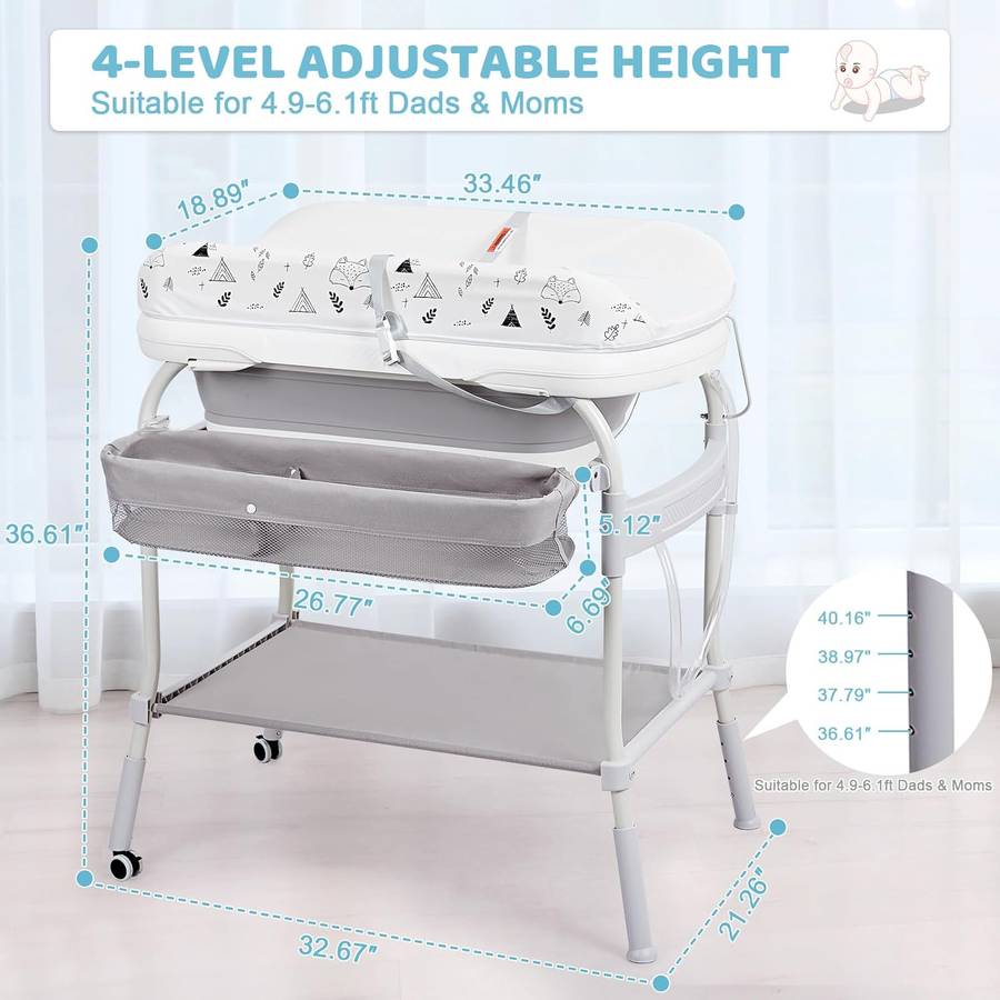 2-in-1 Portable Baby Bathtub with Changing Table