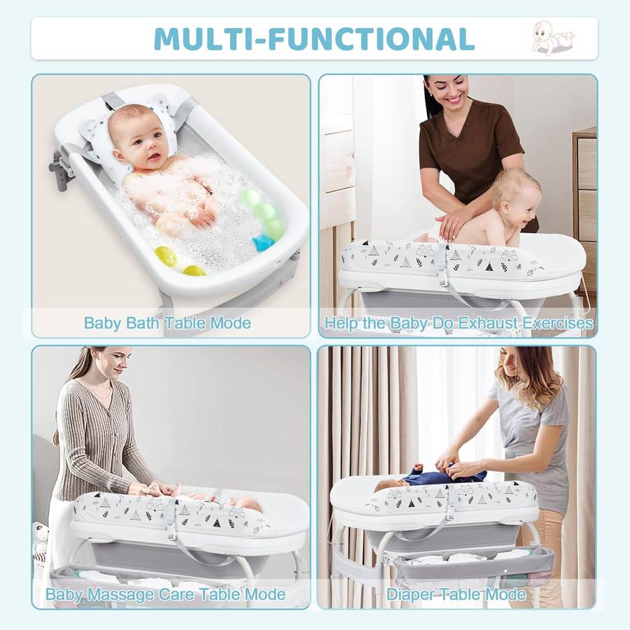 2-in-1 Portable Baby Bathtub with Changing Table