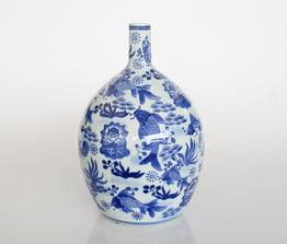 Blue and White Gold Fish Porcelain Vase