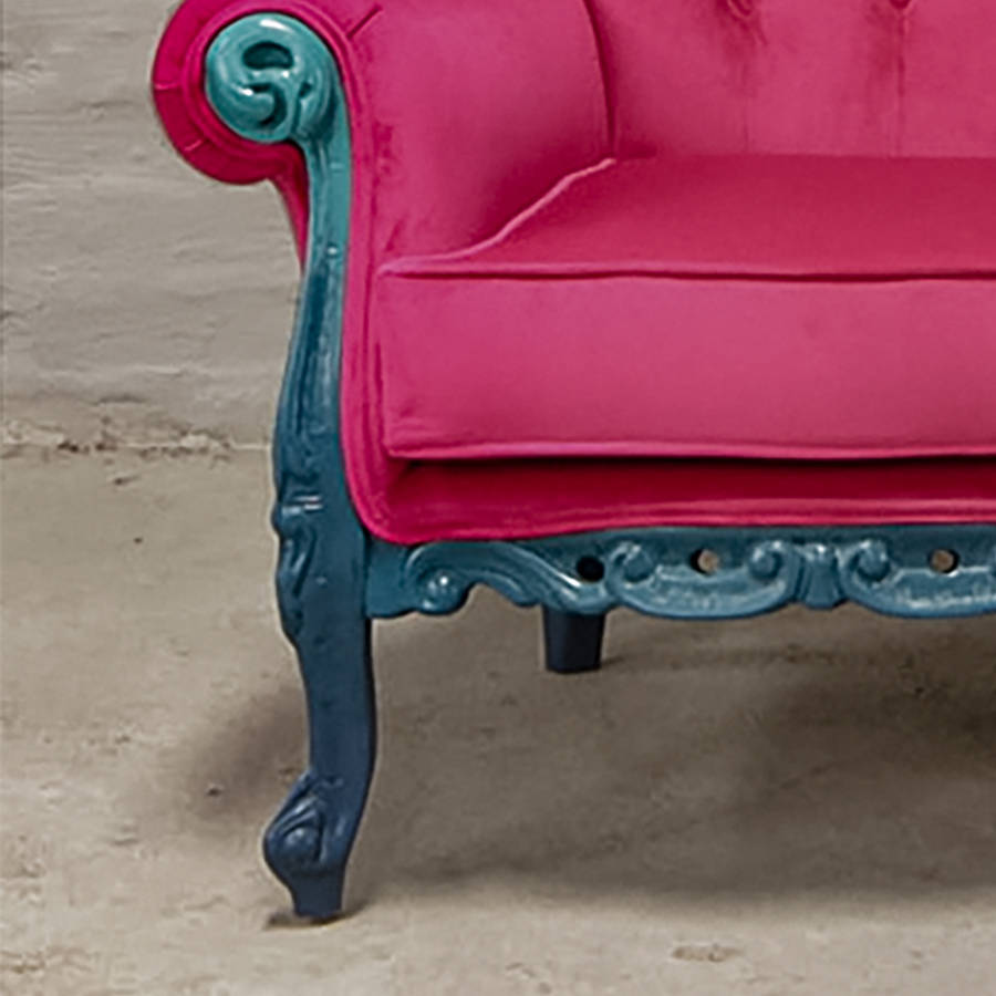 Victorian carved 2 Seater in Pink Velvet