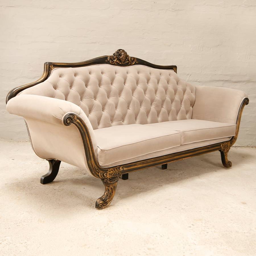 Victorian carved 3 Seater Sofa with velvet