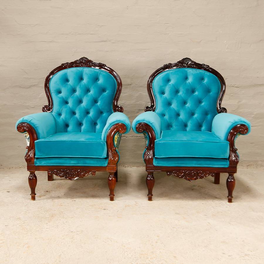 Victorian carved Armchairs