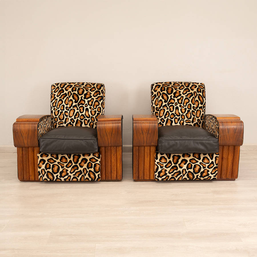 Art Deco Walnut Armchairs