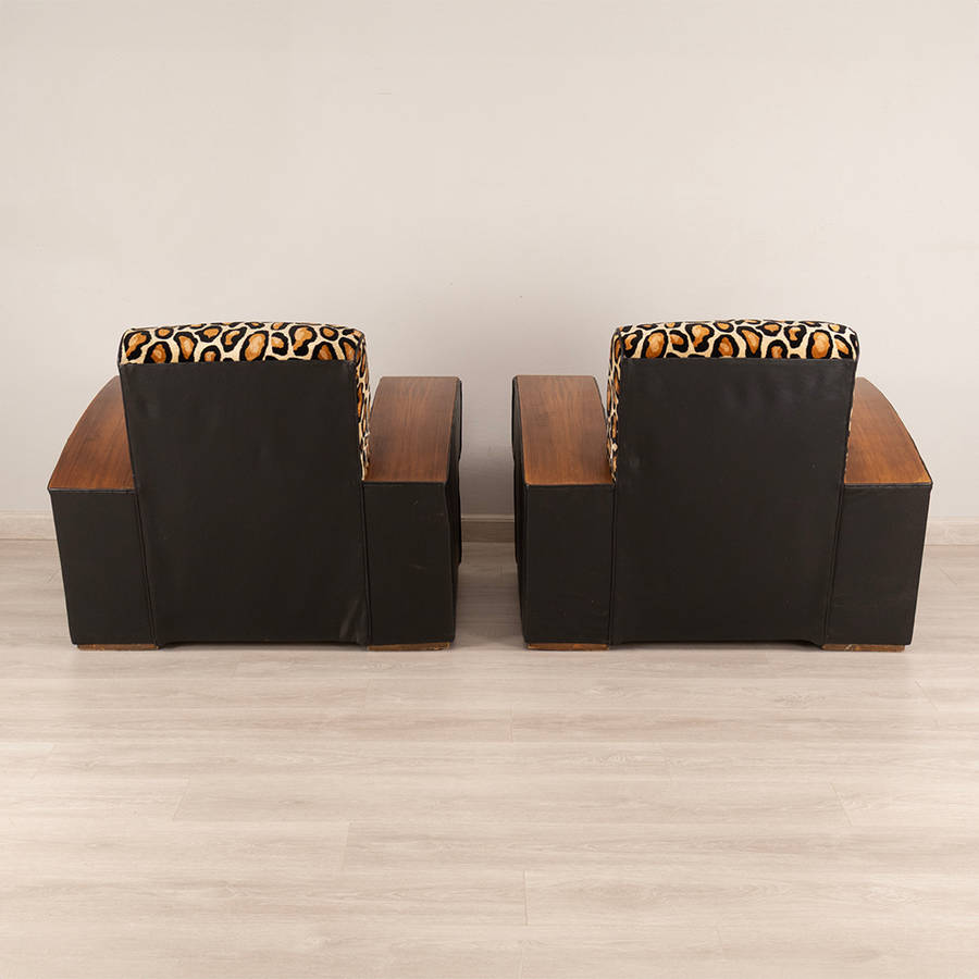 Art Deco Walnut Armchairs