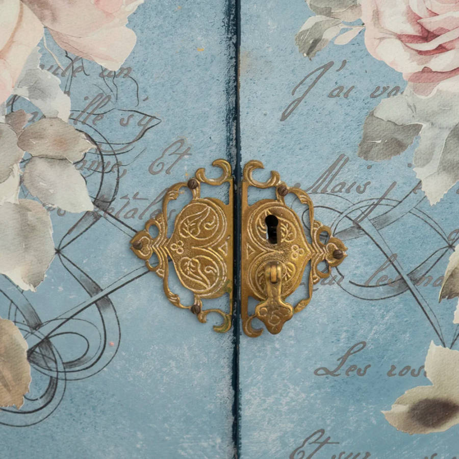 Vintage Drinks Cabinet Blue Floral