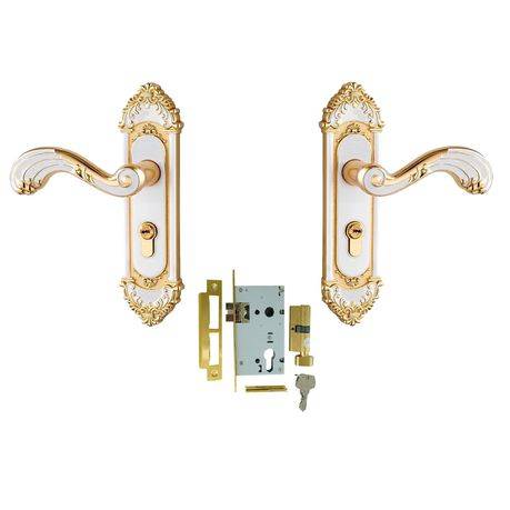 Cylinder Door Lock Set with Vintage Ivory Handles