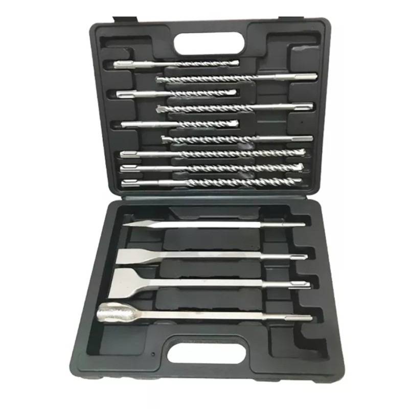 13pcs Masonry Concrete SDS impact drill bits and Chisel In plastic box