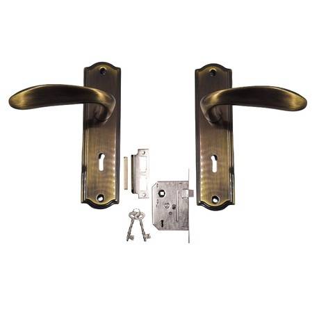 Door Lock Set with Brass Design Handles