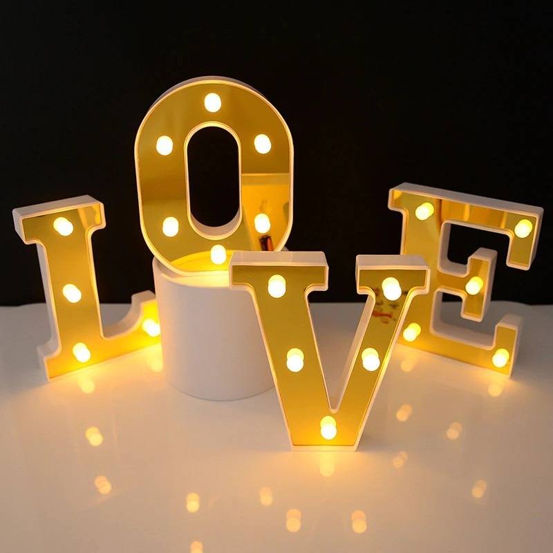 LED Letter Lights Gold 22cm