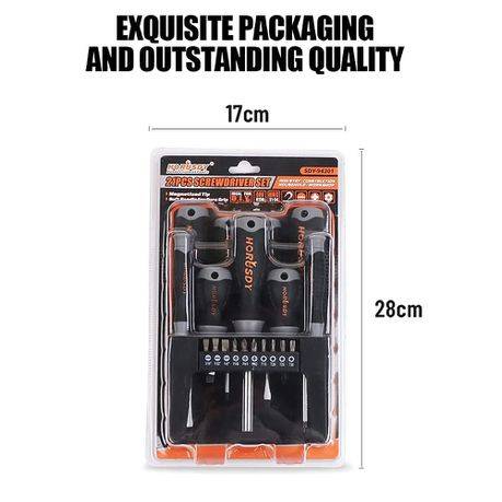 21-Piece Magnetic Screwdriver Set with Bits and Stand