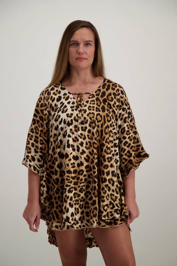 RUFFLE KAFTAN - LEOPARD PRINT