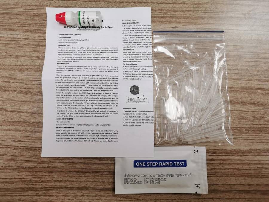 COVID-19 (SARS-CoV-2) IgM/IgG Antibody Rapid Test in 15min  [Tests per Kit = 40]
