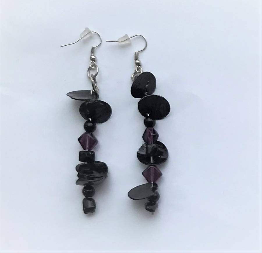 Black Violet Earrings