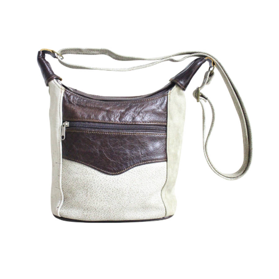 Buffalo & Cows Leather Sling Bag (White wash)