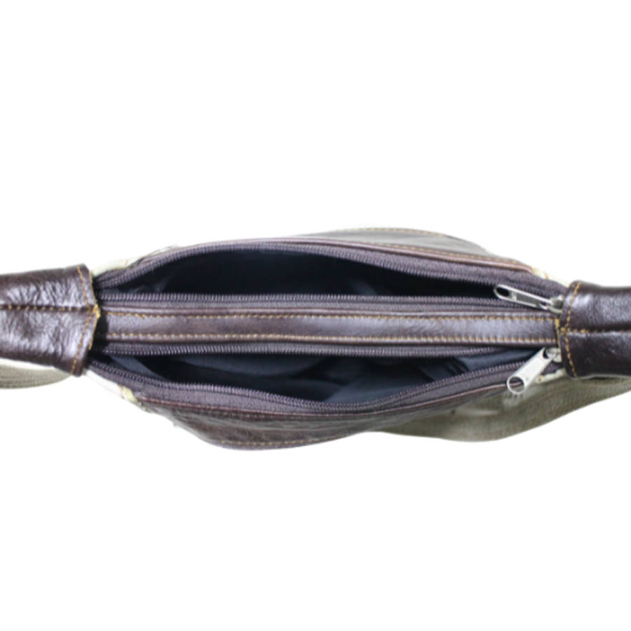 Buffalo & Cows Leather Sling Bag (White wash)