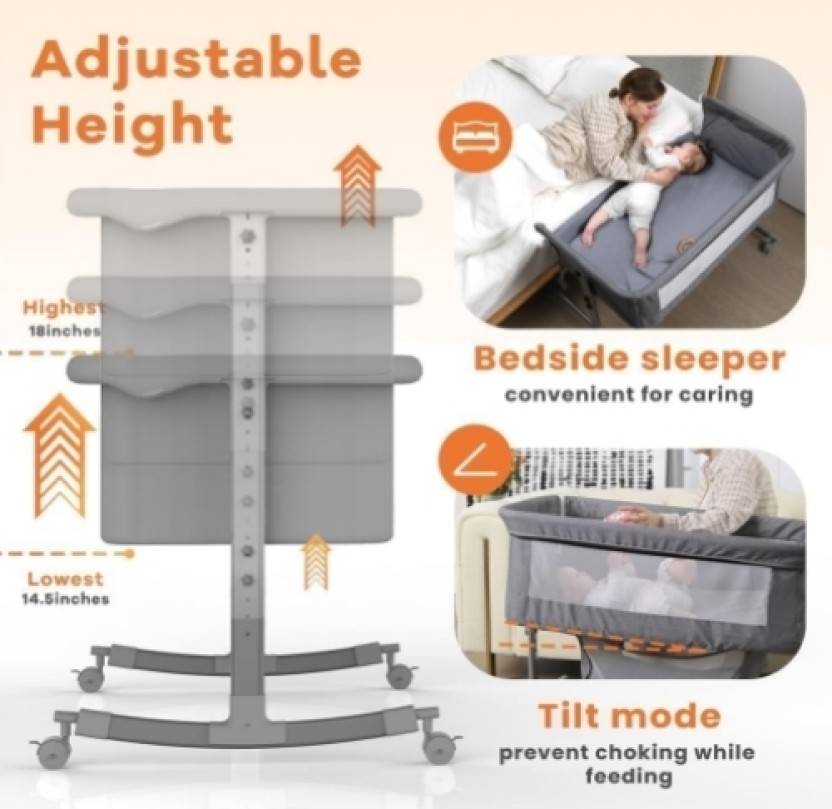 3 in 1 Baby Bassinets with Large Curvature Cradle Bassinet