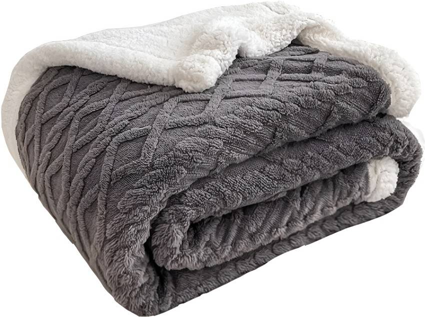 Queen size Warm Geoometric Fluffy Fleece - Grey