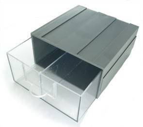 DRAWER 2U 2-COMPART GREY/CLEAR  2D      50x112x115mm