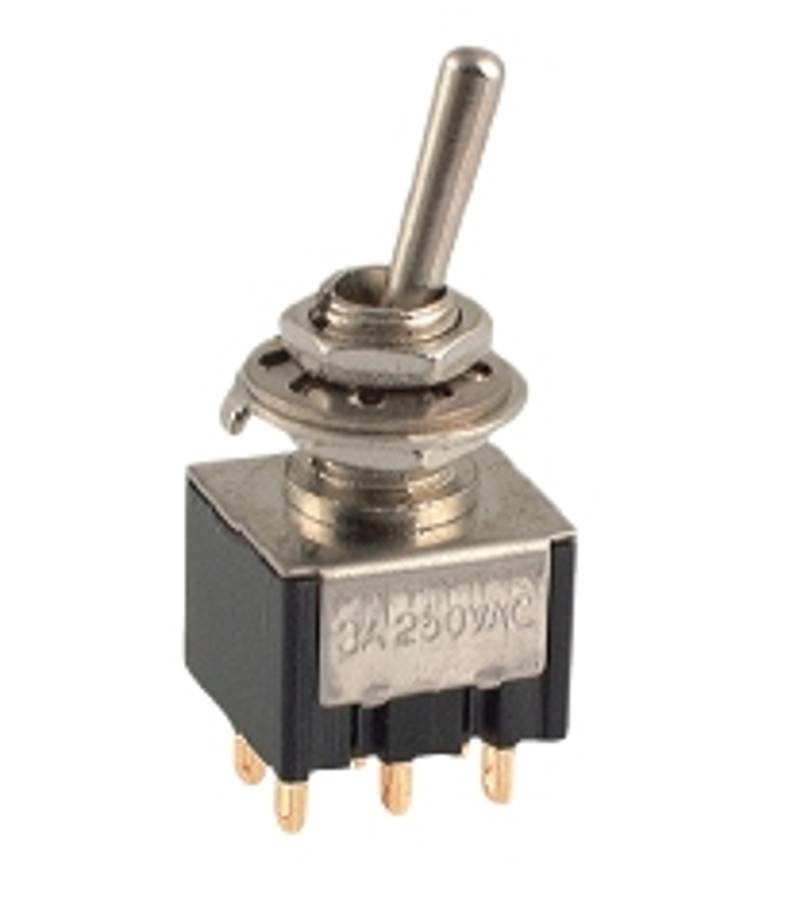MINI TOGGLE SWITCH DPDT P/M SOL 2A B069E