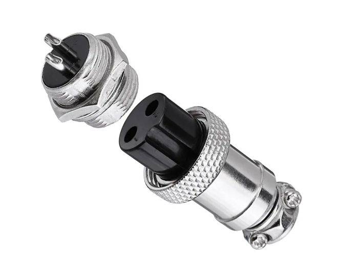 M16 2W MINI-MIC-PLUG AND SOCKET CONNECTOR SET GX16-A-2PS