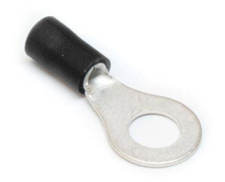 TERMINAL PRE-INS RING LUG BLACK R=6.4MM RV 3.5-6 *DBK*