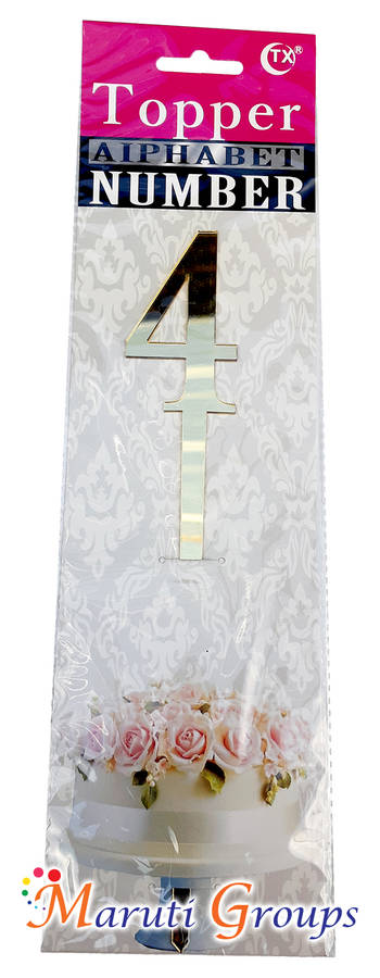 Numbers 4 Cake Topper for cake decorating - Gold