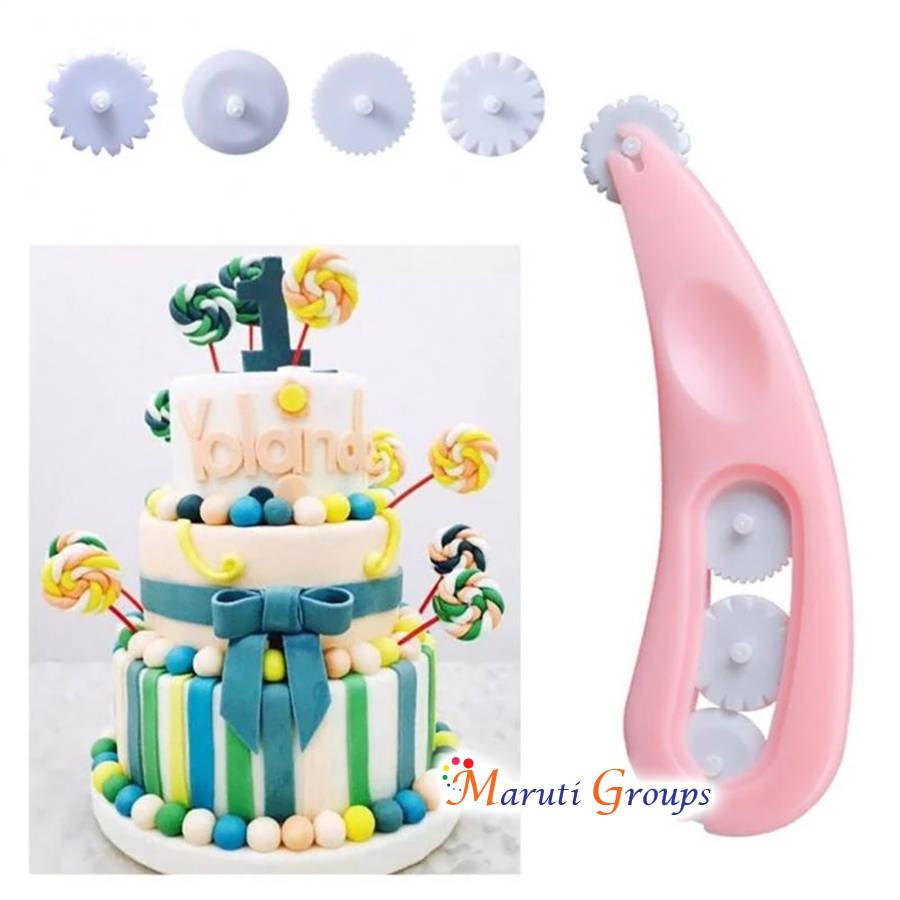 4 Wheels Fondant Embosser Cutter Icing Stitching Cutter Paste Embosser Pastry Icing and Modelling To
