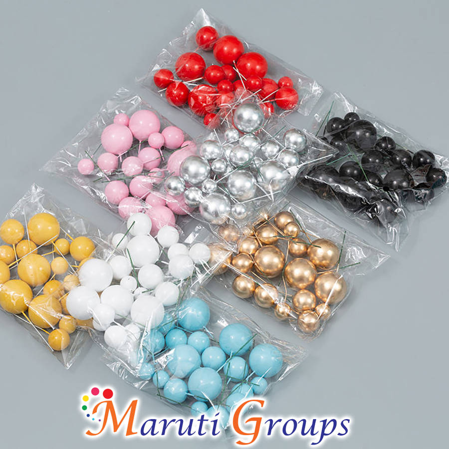 Faux Balls Cake Topper Set For Cake Decorating - Gold - 20pc