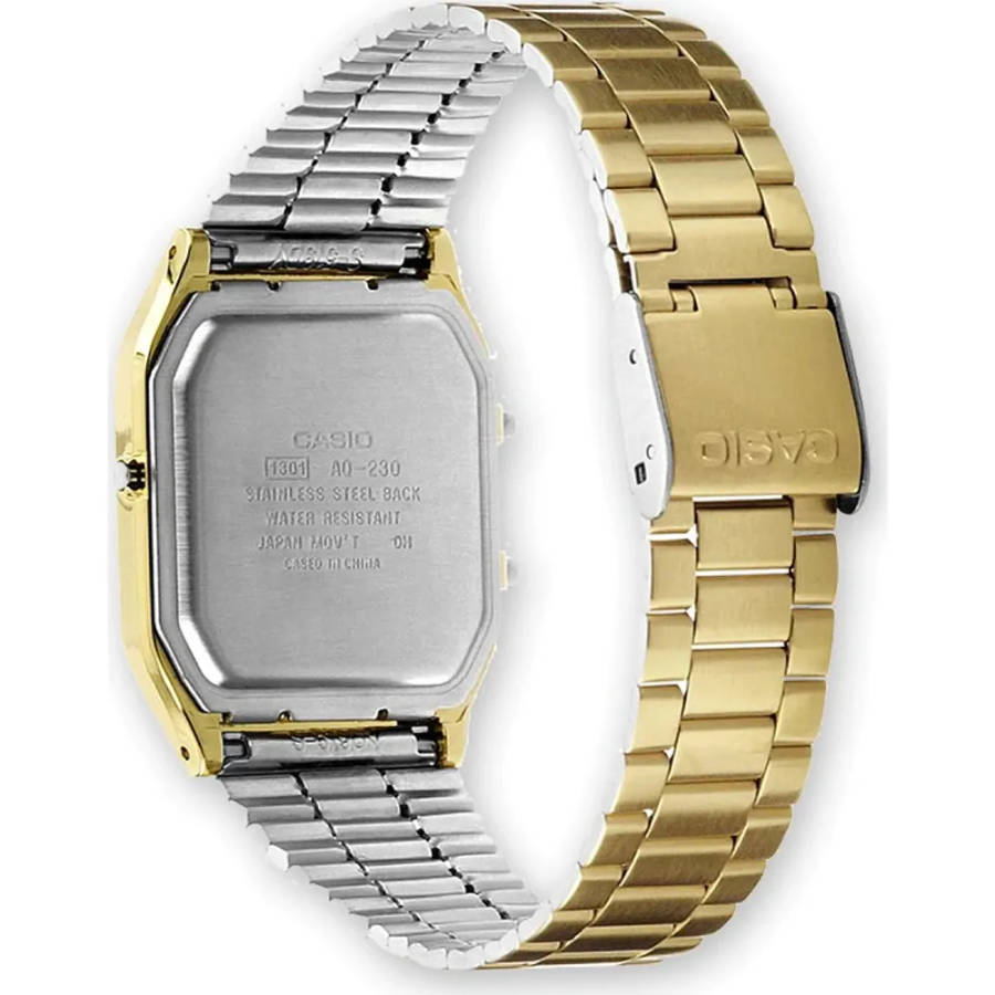 Casio Vintage Edgy World Time Gold Color Unisex Watch (AQ-230GA-5AMQYES) - 39 mm