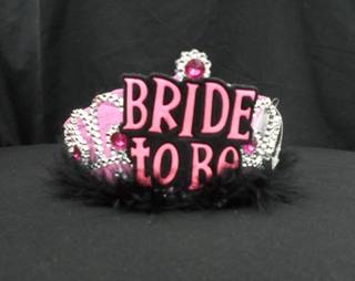 Tiara Plastic Bride To Be+Fur+Pink Veil