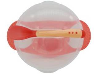 SUCTION BOWL & SPOON RED