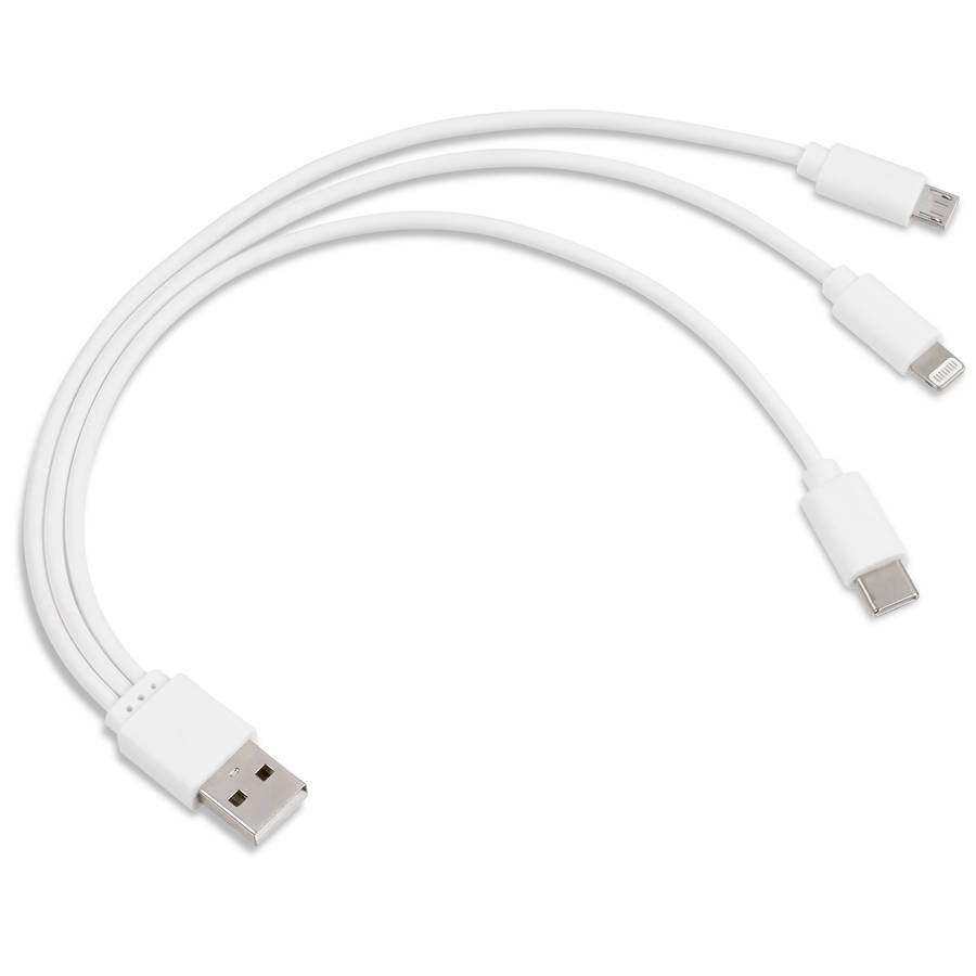 Hat-Trick 3-in-1 Charging Cable - Solid White