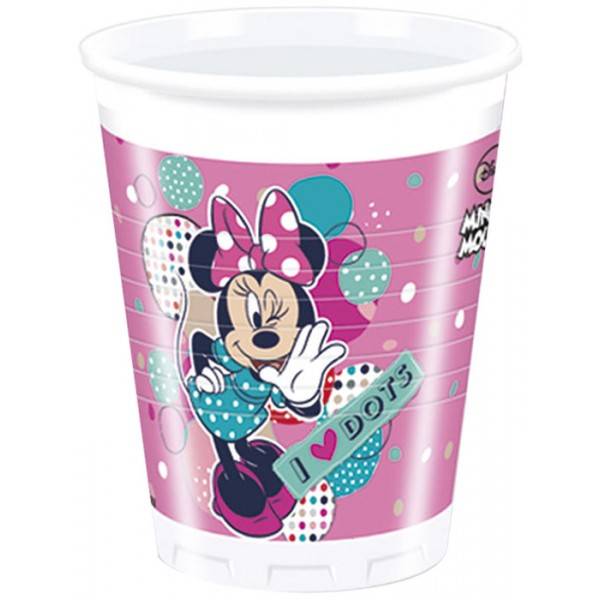 MINNIE DOTS PLASTIC CUPS 200ML A 8CT