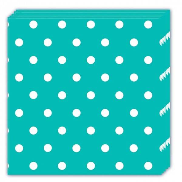 NAPKINS TURQUOISE DOTS THREE PLY 33X33CM 20CT