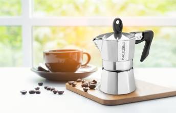 Coffee Maker Polished Aluminium 6 Cups - Black