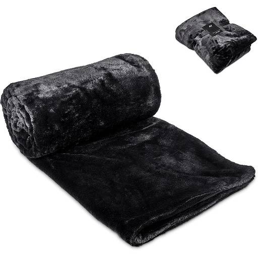 Alex Varga Palazzo Faux Fur Fleece Blanket - Black