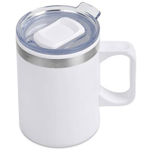 Kooshty Angelo Stainless Steel & Plastic Double-Wall Mug - 360ml - Solid White