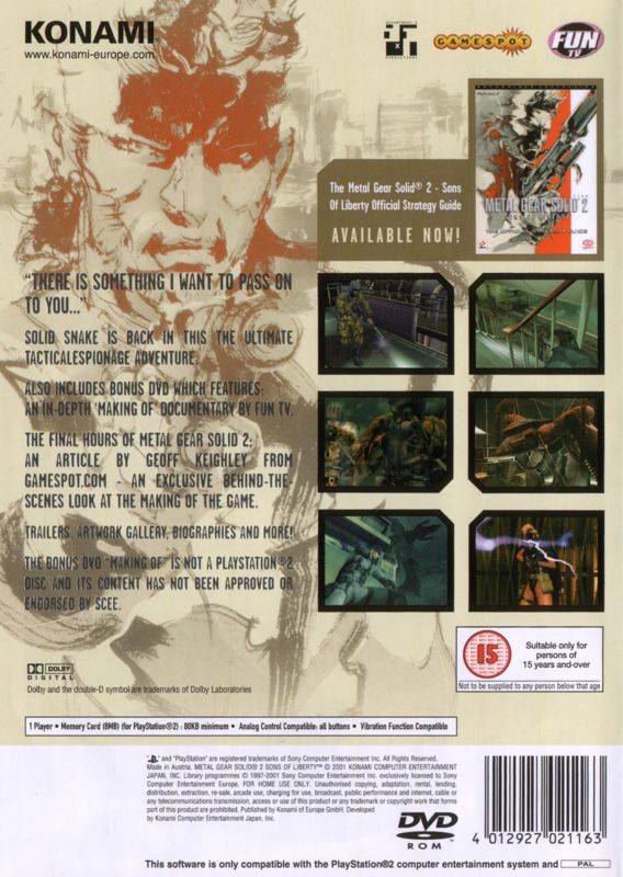PS2 Metal Gear Solid 2: Sons of Liberty