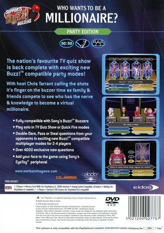 PS2 Who Wants To Be A Millionaire? Party Edition