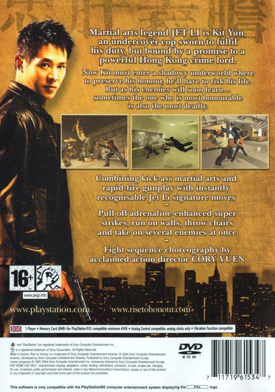 PS2 Rise to Honour Jet Li