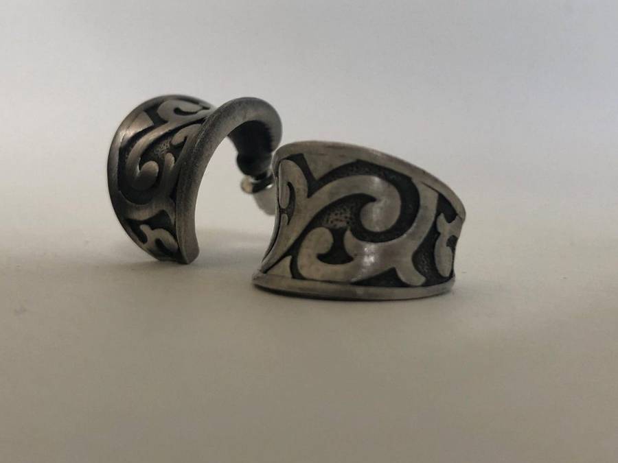 Dark Silver Tone Earrings With Twirly Design Huggie Style Earrings #ML0088 R120.00 | Dimensions: ...