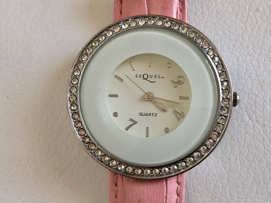 Sequel Ladies Watch - Large Face with Diamante all round. White centre & face - silver digits, ge...