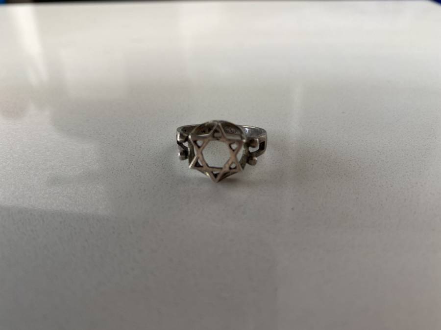 Silver Ring With Star of David Overlaid on Crown Shape