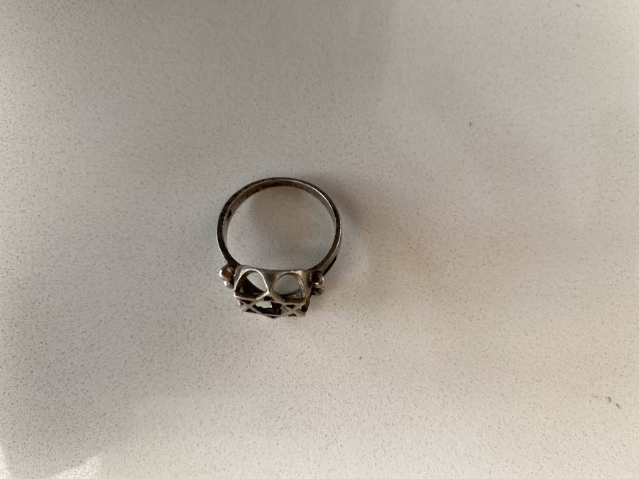 Silver Ring With Star of David Overlaid on Crown Shape
